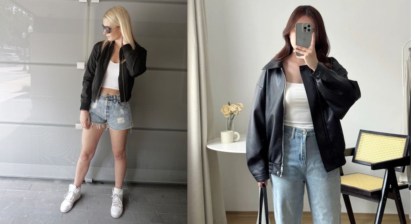 Casual Meets Cool — Black Leather Bomber Jacket Outfit Ideas