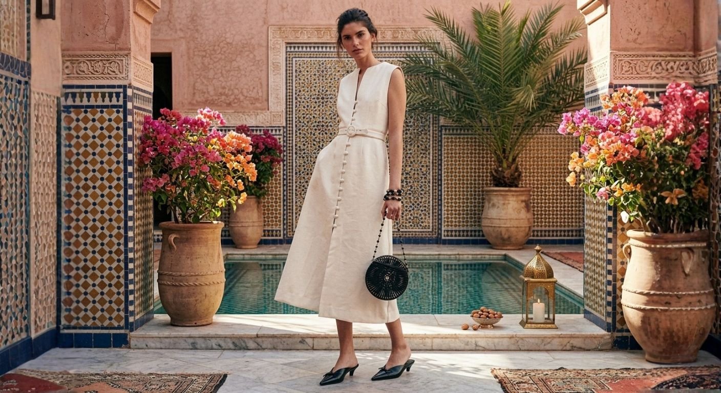 White Dress with Black Shoes