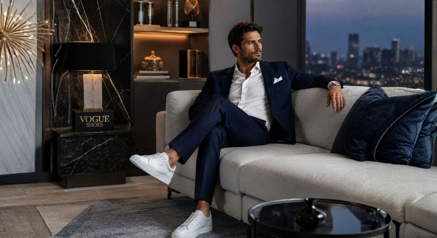 White Shoes with a Navy Suit